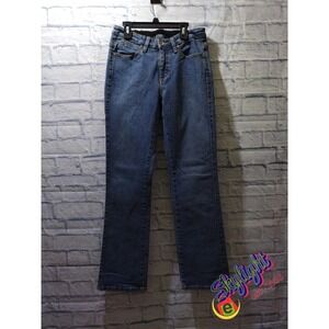 Wrangler Aura Women Dark Blue Relaxed Straight Cropped Denim Jeans Raw Hem 4 avg